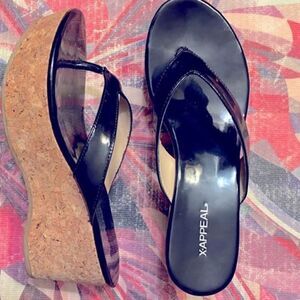 Timeless style Black patent leather platform wedges in size 7 1/2